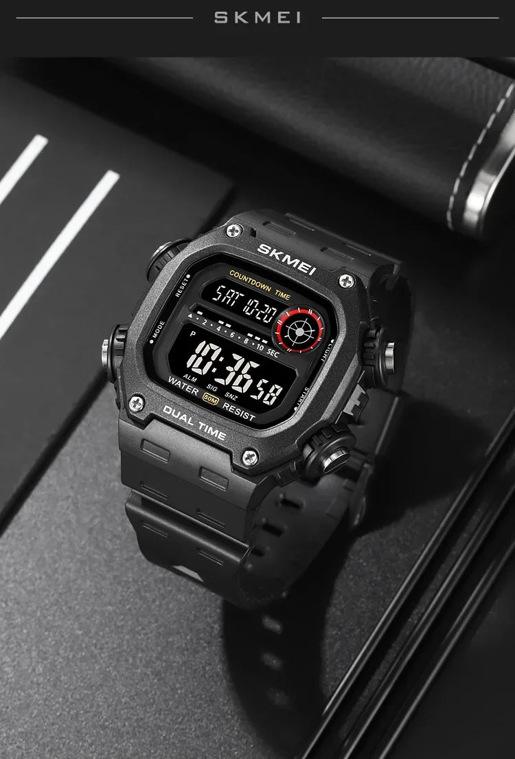 SKMEI 2126 Digital Countdown Sports Watches for Men LED Display Waterproof Stopwatch Mens Wristwatch Alarm Clock montre homme