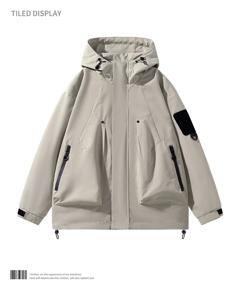 Spring Autumn Casual Jacket Fashion Hiking Men Jackets Men Outdoor Waterproof Windproof Camping Running Hooded Windbreaker Coats