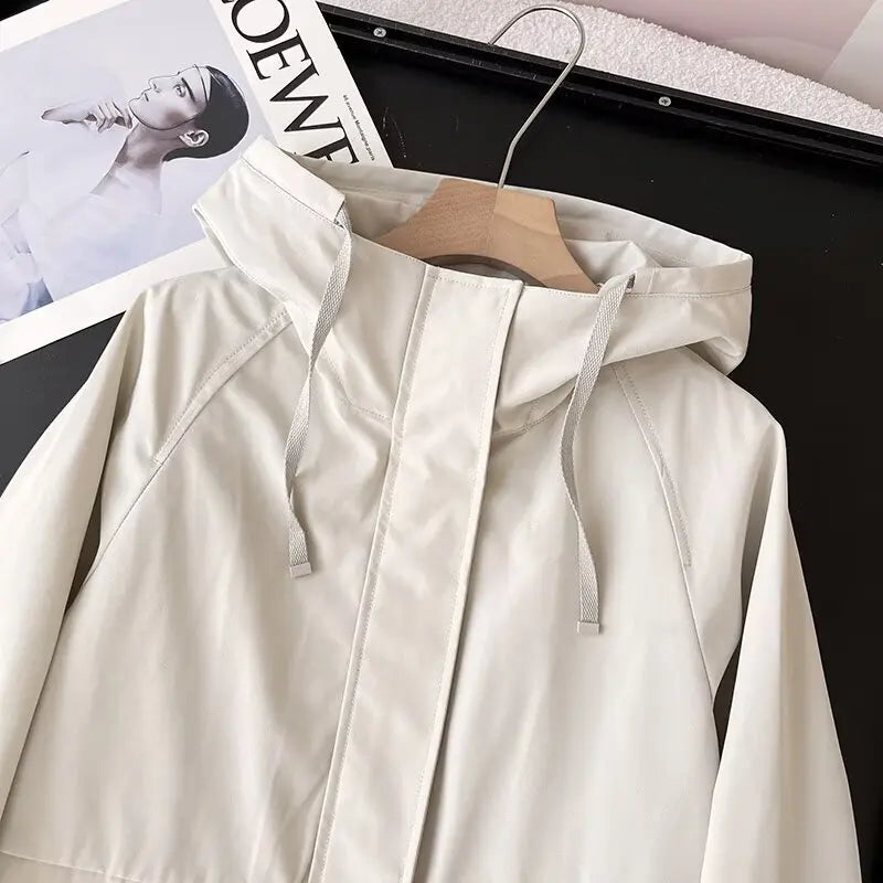 Women's Red Jacket Windproof Waterproof  2025 Casual Hooded Coat