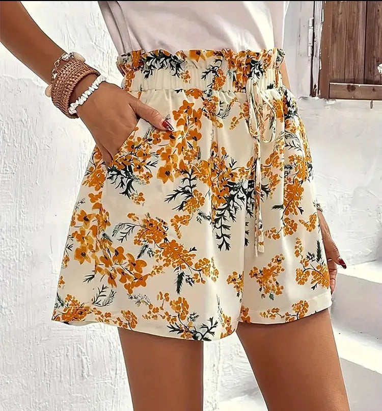 Women's Summer Floral Print Shorts Casual Pants Comfortable and Loose Pants