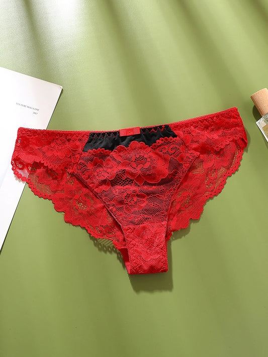 Women Panties Sexy Underwear Black Lace Panties Lingerie Female Floral Lace Briefs Perspective Design Ladies Pantys