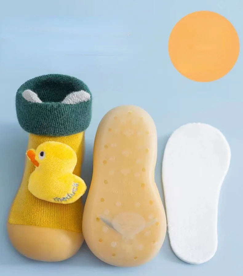 Baby Soft-soled Boys and Girls Walking Shoes Padded Non-slip High-top Fall and Winter Socks Shoes Floor Shoes 1-3 Years Old