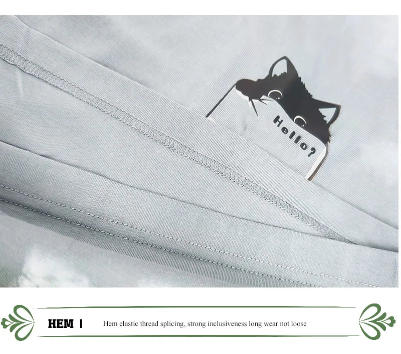 Summer New Pure Cotton Cat Printed Men T-shirts Short Sleeve Casual Solid Color Simple Thin Men Tops BOK0121