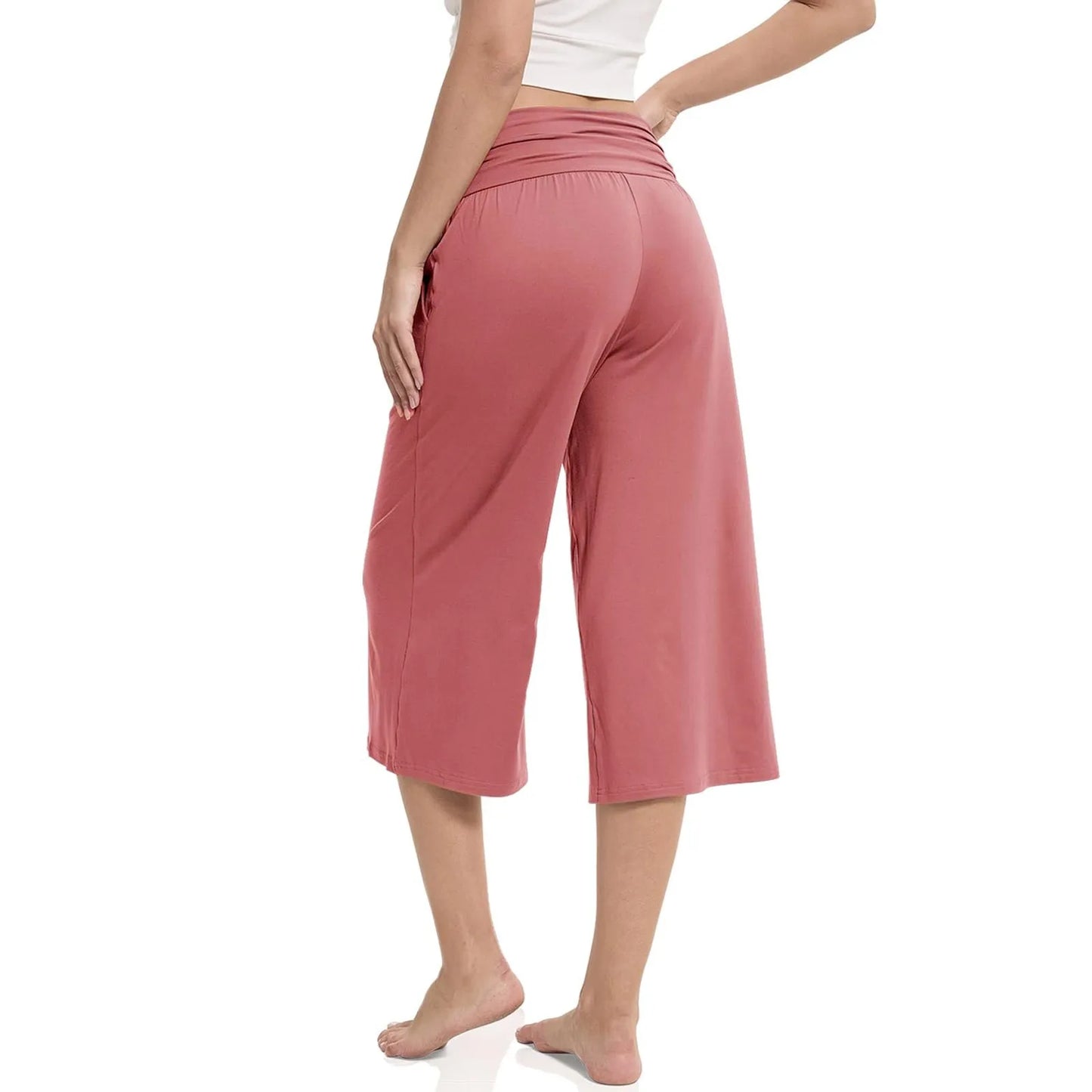 women pants summer loose cropped pants High Waist Solid Color Casual Trousers Pants With Pockets cozy breathable pantalon femme