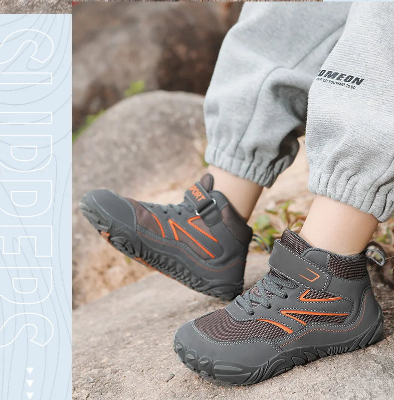Kids Hiking Shoes Wide-toe High-top Autumn Winter Barefoot Wading Shoes Boys Girls Non-slip Stream Tracing Beach Sneakers