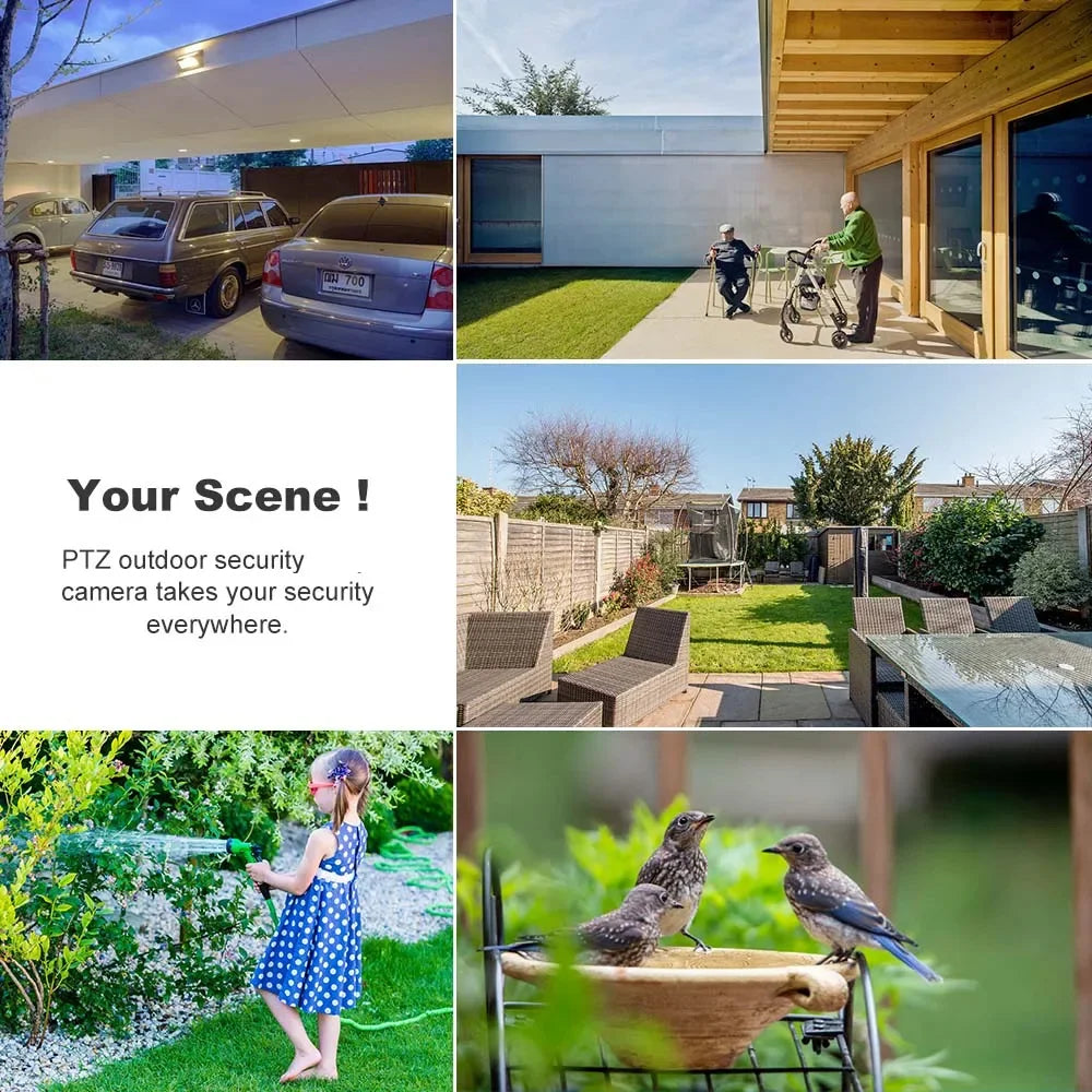 Home Surveillance Cameras 15MP 4GSim Card Triple Lenses Triple Screens 360 Video Monitor Night Vision Camera Security Protection