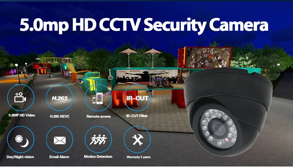 Outdoor Analog CCTV Video Surveillance Cameras Outside Waterproof HD 5MP AHD Home Camera with Motion Sensor Night Vision Cam 2MP