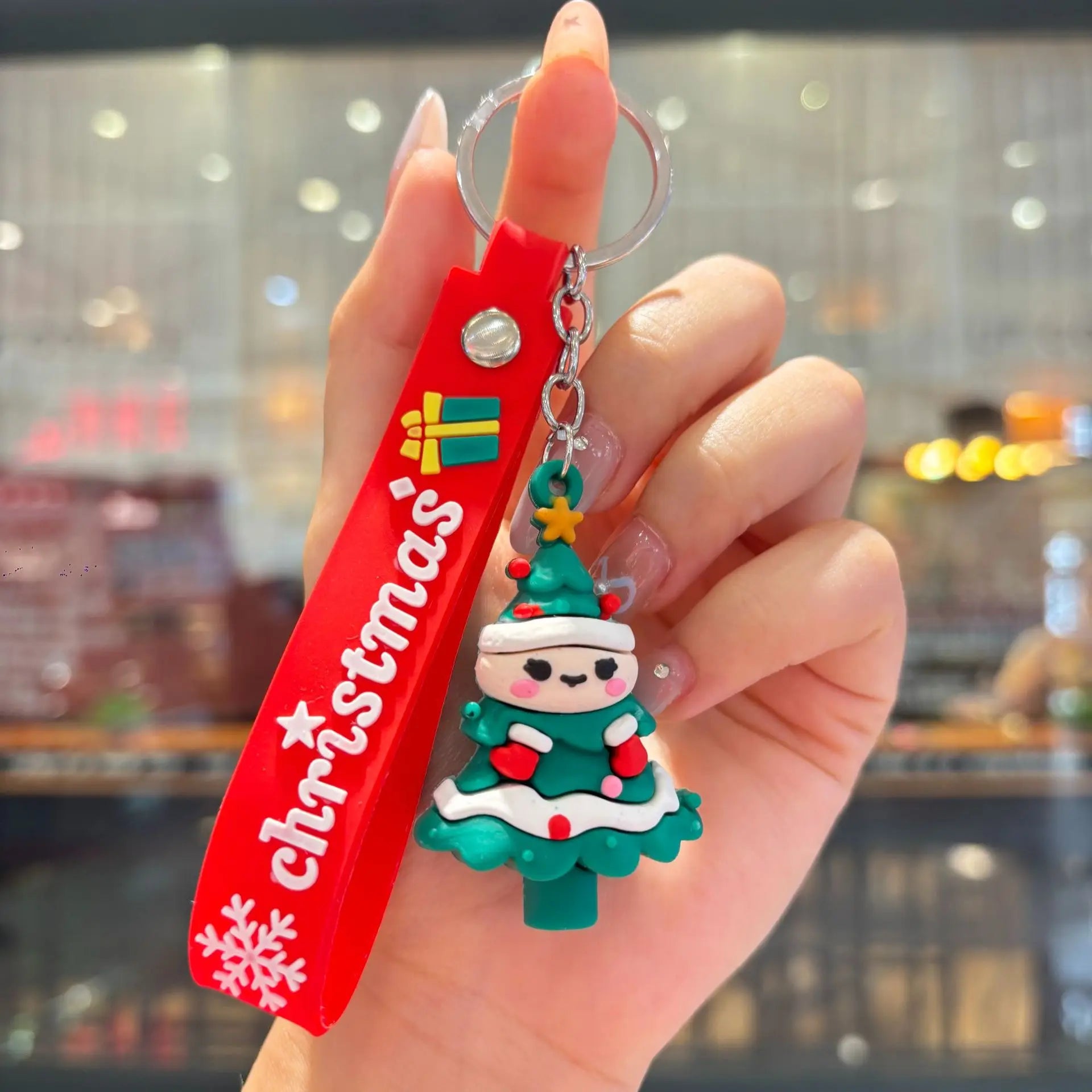 Christmas Gift 2025 Cute Santa Keychain Cartoon Pendant for Bag Car Keys Decor Stocking Stuffer for Kids Children Daughter Son