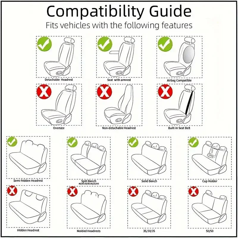 Car Rear Seat Covers for Most SUVs/Cars Full Coverage Protection Wear-Resistant Comfortable Breathable Easy to Clean