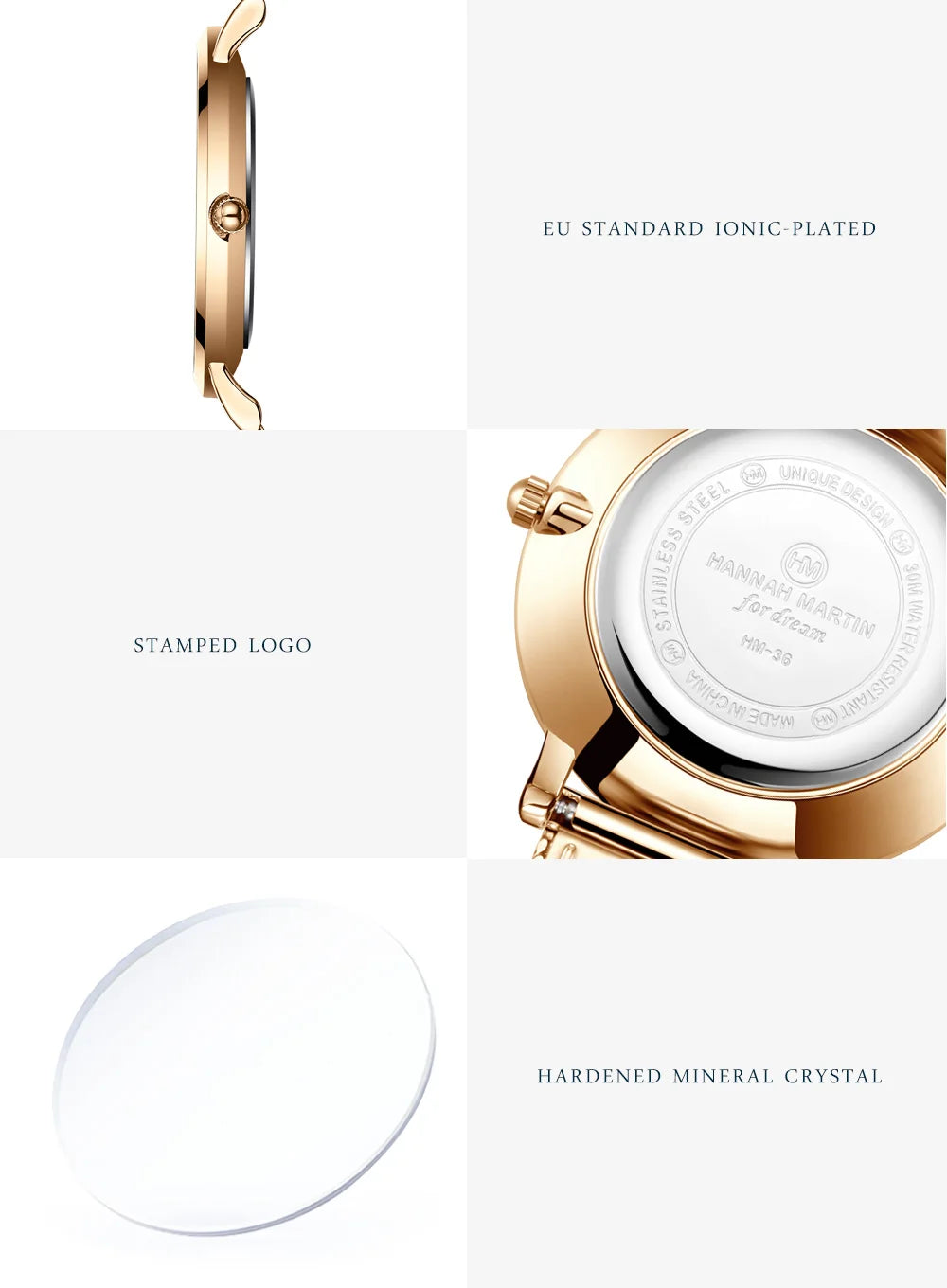 Hannah Martin Top Women Watch Bohemian Style Simple Stainless Steel Mesh Strap Original Japanese Movement Fashion Bracelet Watch