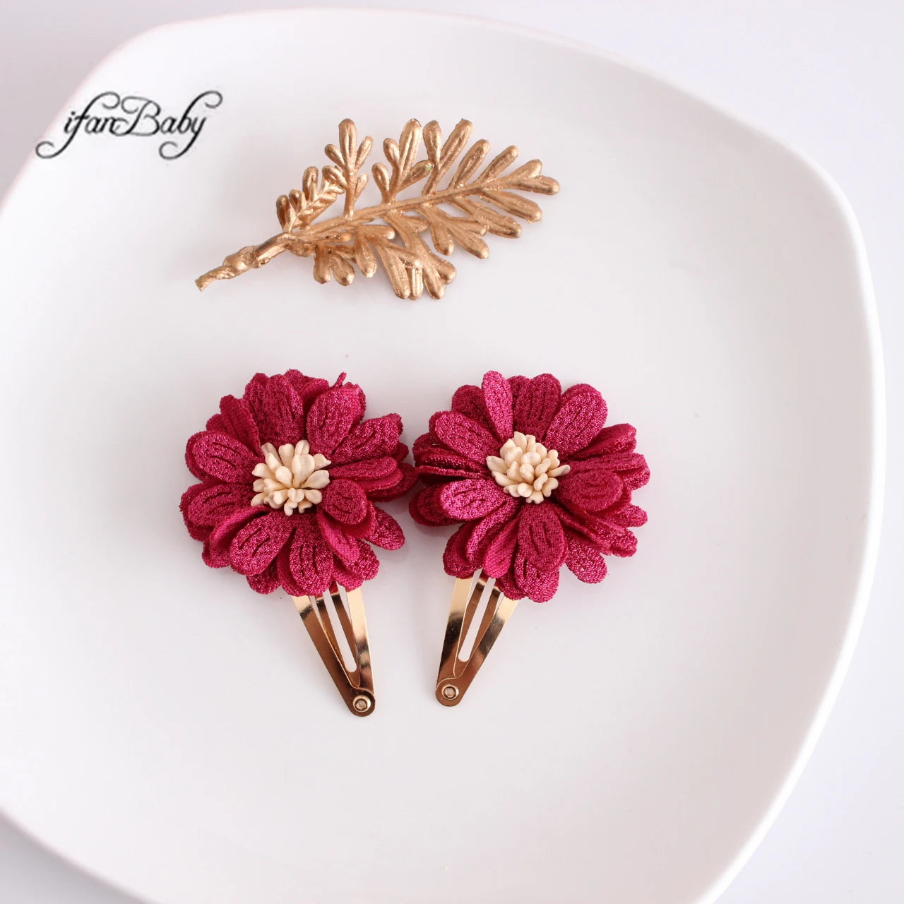 Fashion Flower BB Hair Clips Pin Headwear For Baby Kids Girl Hair Accessories 2 PCS/SET