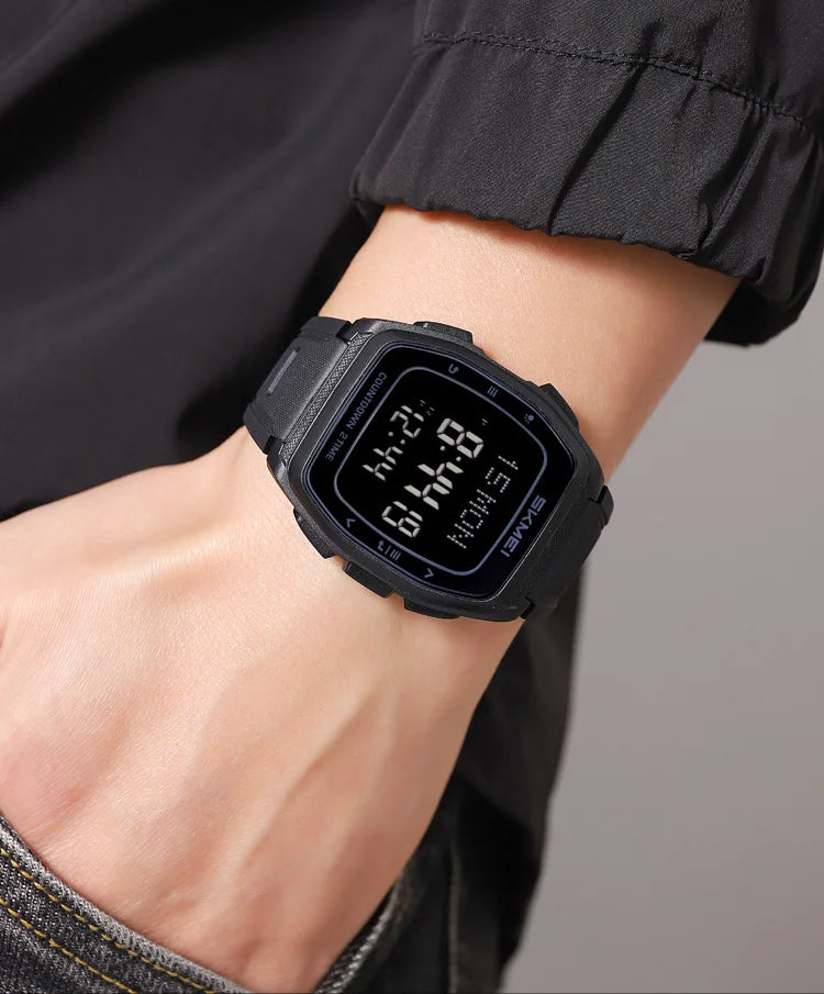 SKMEI 2441 LED Display Electronic Mens Wristwatches Waterproof Countdown Sport Watch for Men Military Digital Clock Reloj Hombre