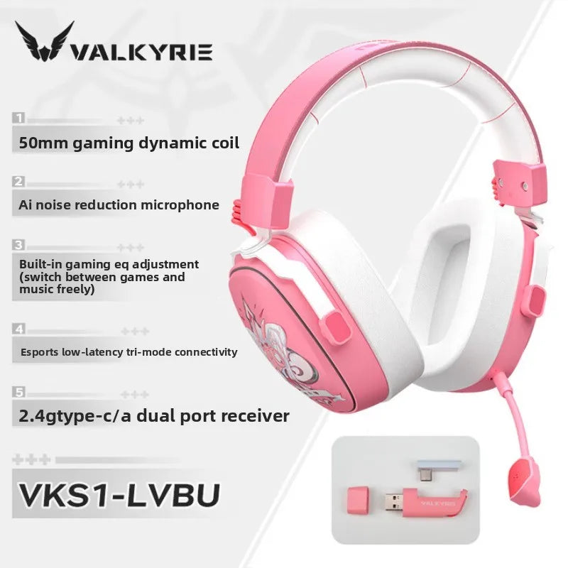 VALKYRIE VK S1 Gaming Headset Wireless Triple-Mode Detachable Microphone 15ms Ultra-low Latency Customized Gaming Headphones