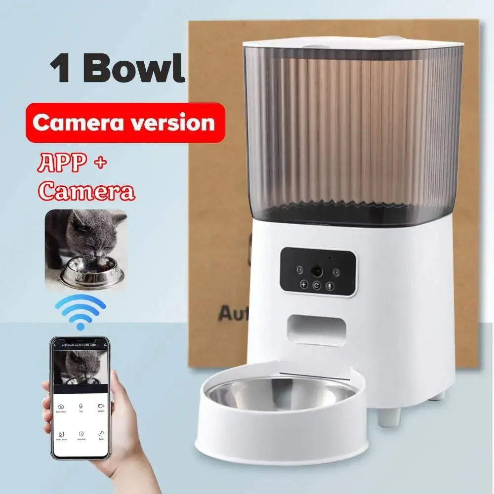 5L Automatic Feeder Cats WiFi with Camera HD Smart Interactive Pet Food Dispenser Timer Stainless Steel Bowl Auto Dog Feeder