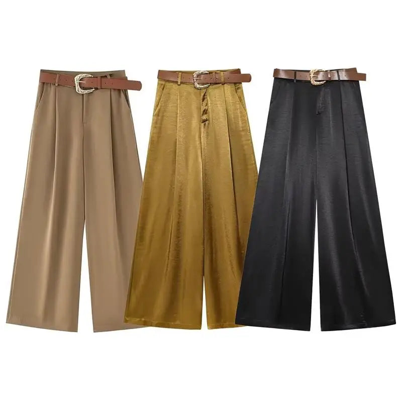 Women's 2025 New Summer Pants Fashion Slim Street Women's High Waist Wide-Leg Pantss Chic Youth Elegant Summer Travel Pants