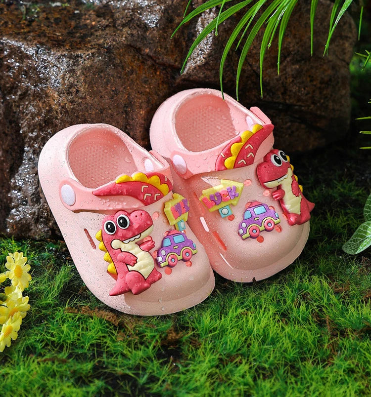 Summer Kids Sandals Children's Shoes Slippers Soft Anti-Skid Cartoon DIY Design Hole Baby Shoes Dinosaur Beach For Boys Girls