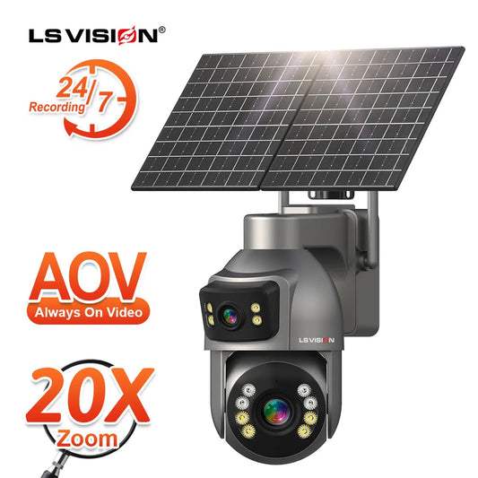 LS VISION 4G WiFi Solar Powered CCTV Camera AOV 7/24 Network Home Security AI Popular Outdoor Solar Network Camera