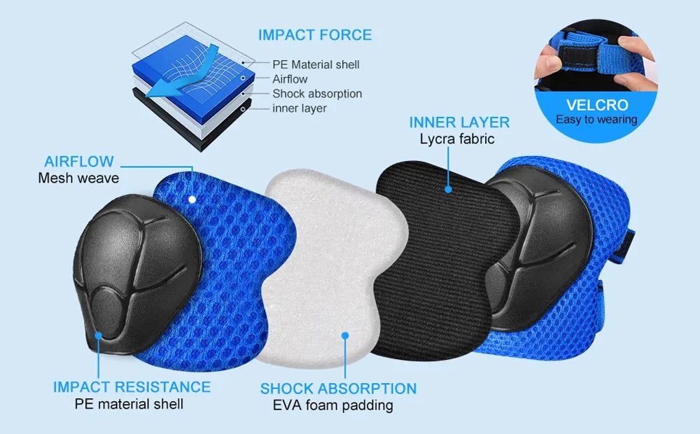 Kids Knee Pads Elbow Pads Age 3-7 Toddler Boys Girls, 6 In 1 Protective Gear Safety Set with Wrist Guard for Skating Cycling New