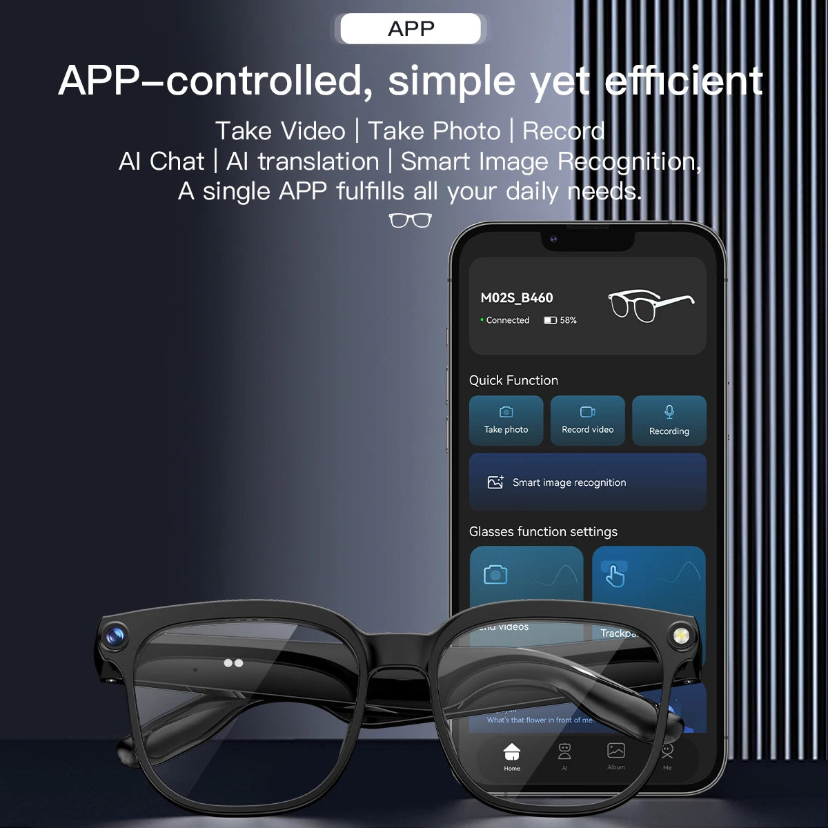 2025 800W Camera Smart Glasses  AI Translation ChatGPT Voice Assistant BT Call Music Earphones Video Recording for iPhone Xiaomi