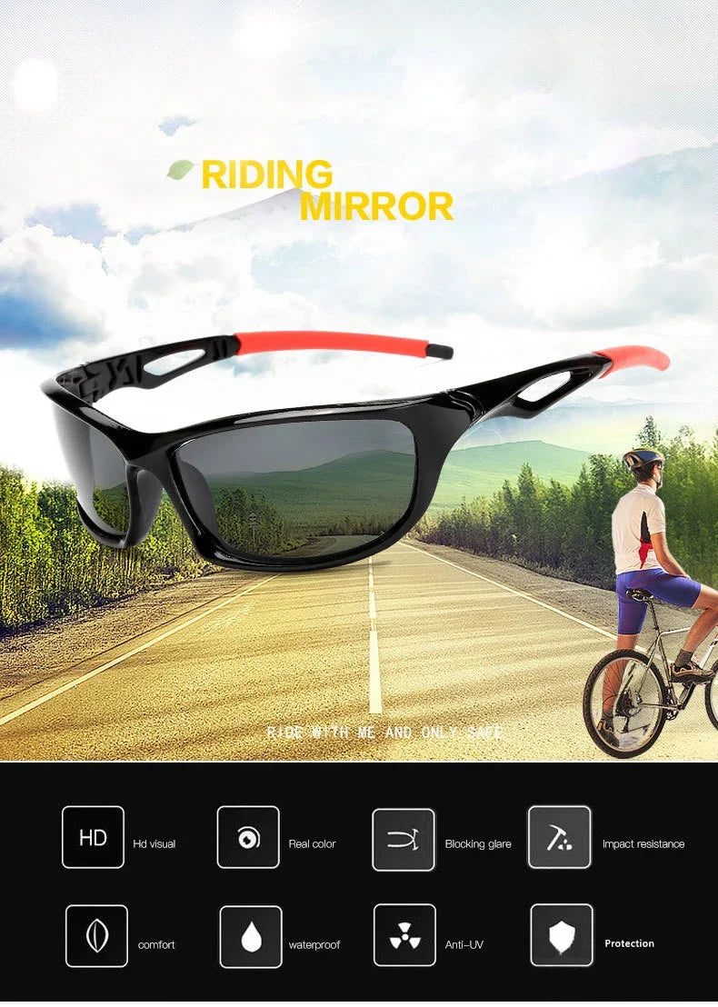 Polarized Sunglasses Designer Square Sports Sun Glasses for Men Driving Fishing Cycling Climbing Skiing Black Frame Goggle UV400