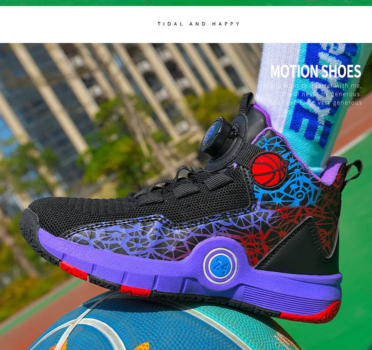 Children Basketball Shoes Original Design 2024 New Indoor Field Training Sports Shoes Comfortable Boy Basketball Shoes for Kids