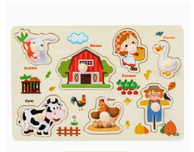 Montessori Baby Wooden Toys 1 2 3 Years Children Hand Grab Board Puzzle Game Toddler Fine Motor Skills Educational Toys for Kids