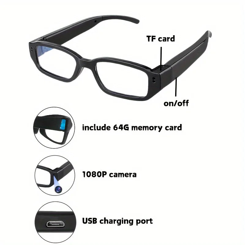 1pc Smart Glasses Camera 1080p Digital Video Recorder Camcorder Eye Protection DV SportsAction Camera Outdoor Sport Eyeglasses,