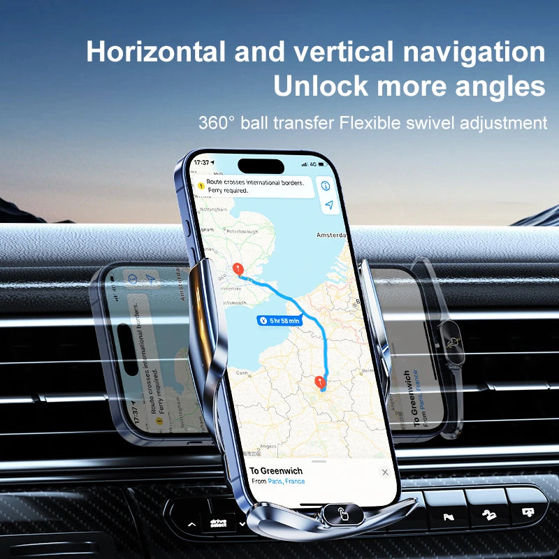 Universal All Mobile Phone Charging Car Phone Holder Wireless Charger Automatic Car Cell Phone Holder Vent Clip Accessories