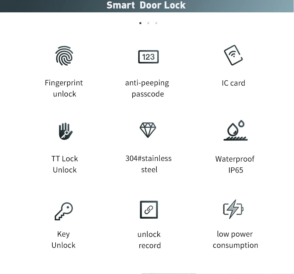 304 Stainless Steel Digital Smart Lock Aluminum Sliding Door Keyless Home Security TUYA TTlock Waterprooof Door Lock