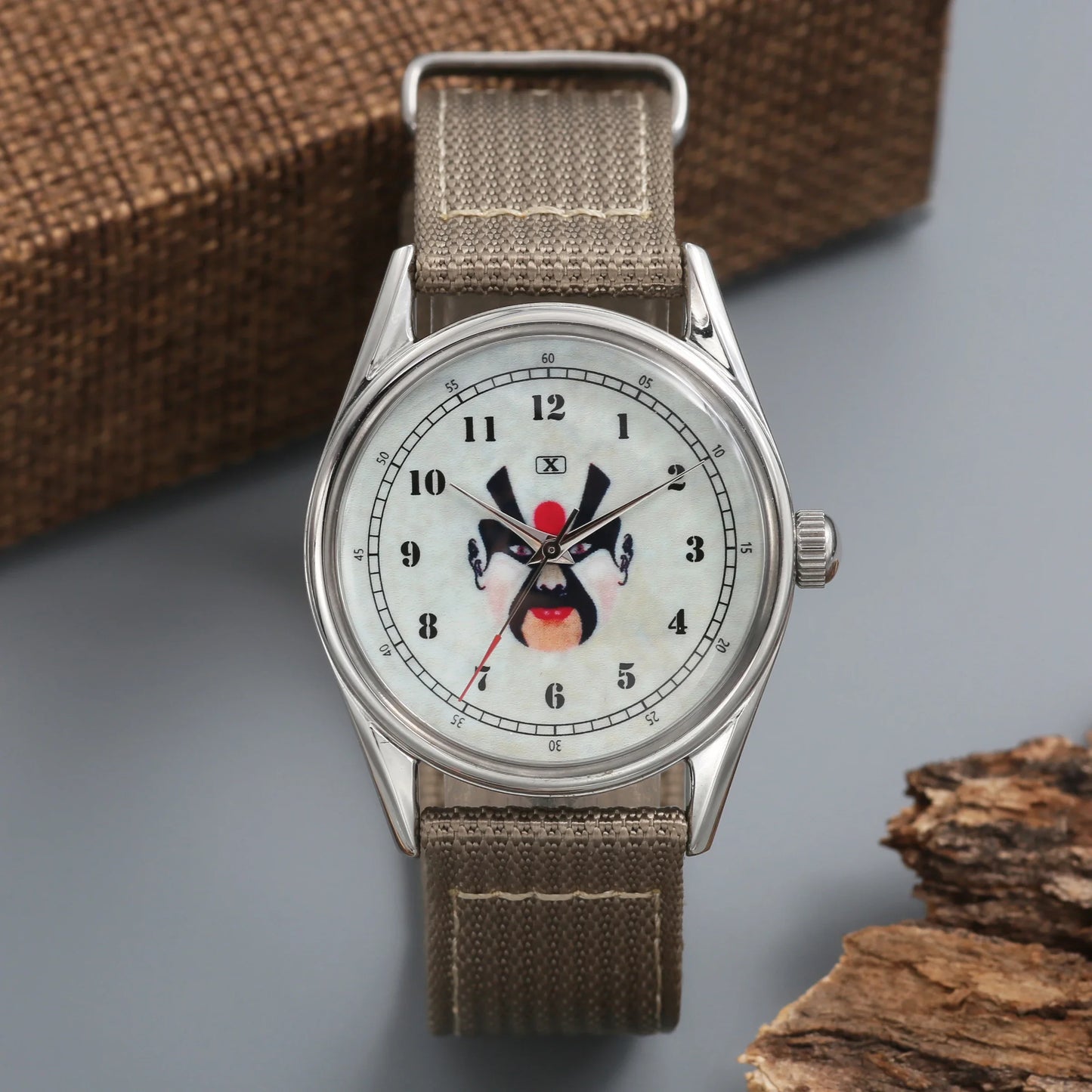 Chinese Traditional Sichuan Opera Watch 38MM Men's Mechanical Timepiece Enamel Dial Shanghai 7120 Manual Movement Gift for Men