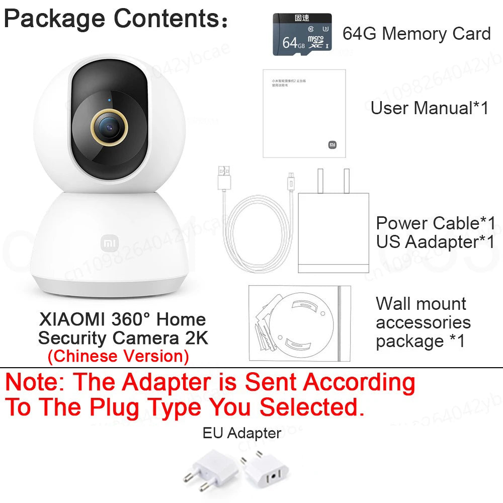 XIAOMI Home Security Intelligent Wifi Camera PTZ 2K,Color Night Vision,Two‑Way Audio,AI Human Face Detection,Chinese Version