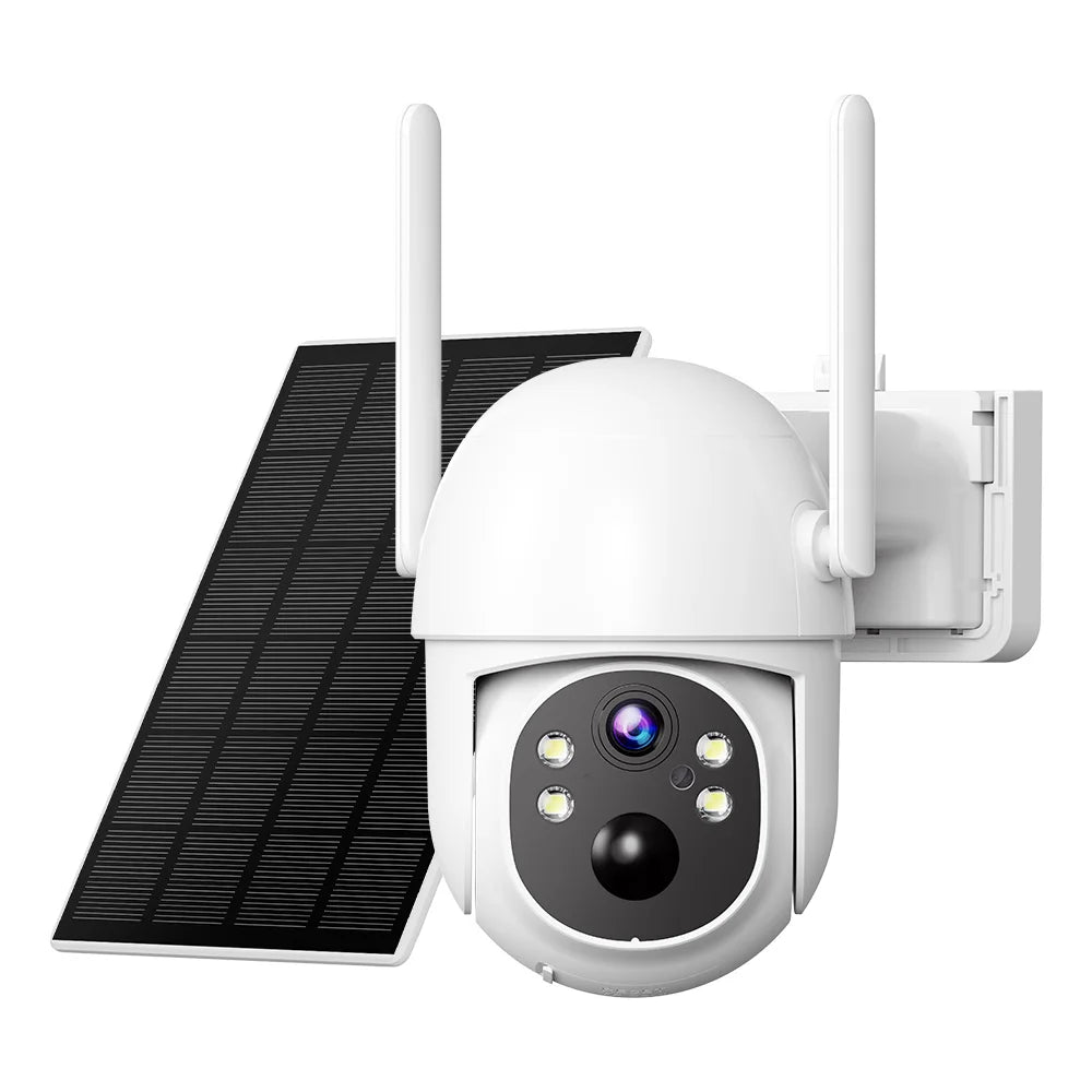 Solar Powered WiFi Security Camera Outdoor 3MP HD with Color Night Vision Two Way Audio Motion Detection & Pan - Tilt Control