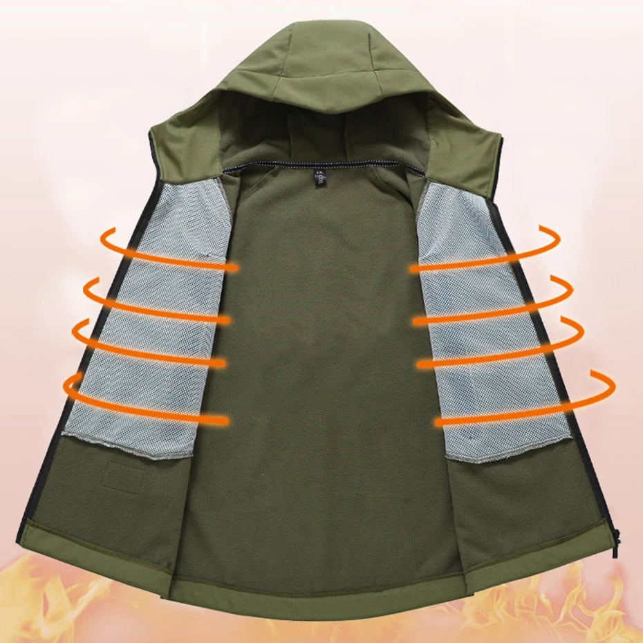 13XL 12XL Men Jackets Soft Shell Coats Autumn Winter Fleece Hooded Windbreaker Man Big Size 11XL 10XL Jackets