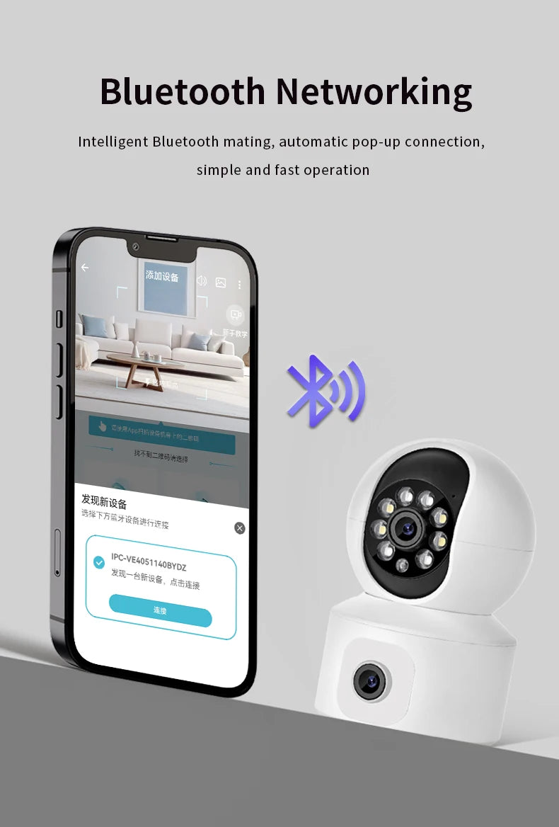 Home Security Camera 1080P Dual Lens WiFi Indoor Outdoor Night Vision Motion Detection Two Way Audio Waterproof Cloud Storage