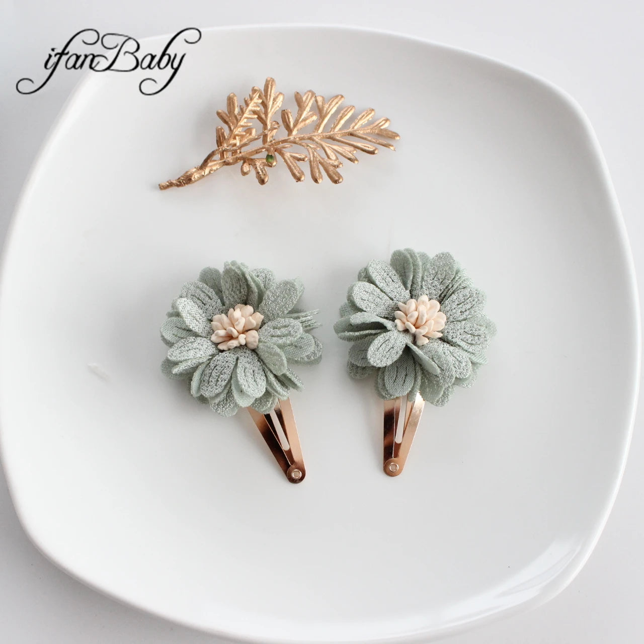 Fashion Flower BB Hair Clips Pin Headwear For Baby Kids Girl Hair Accessories 2 PCS/SET