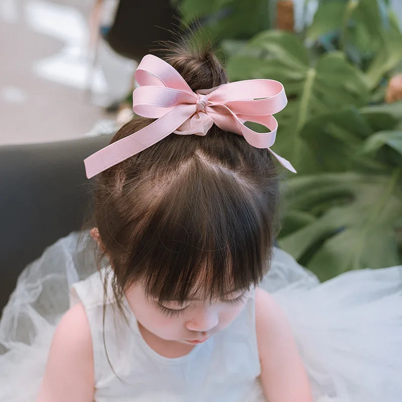 Children's Bow Hair Band Sweet Hair Rope French Large Intestine Ring Solid Color Headband Headwear Girls Kids Hair Accessories