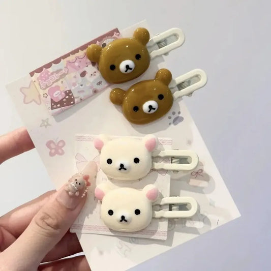 Rilakkuma Hair Clips for Girls Kawaii Relax Bear Hairpin Women Bangs Bobby Pin Fashion Duckbill Clip Kids Hairs Ornaments Gift