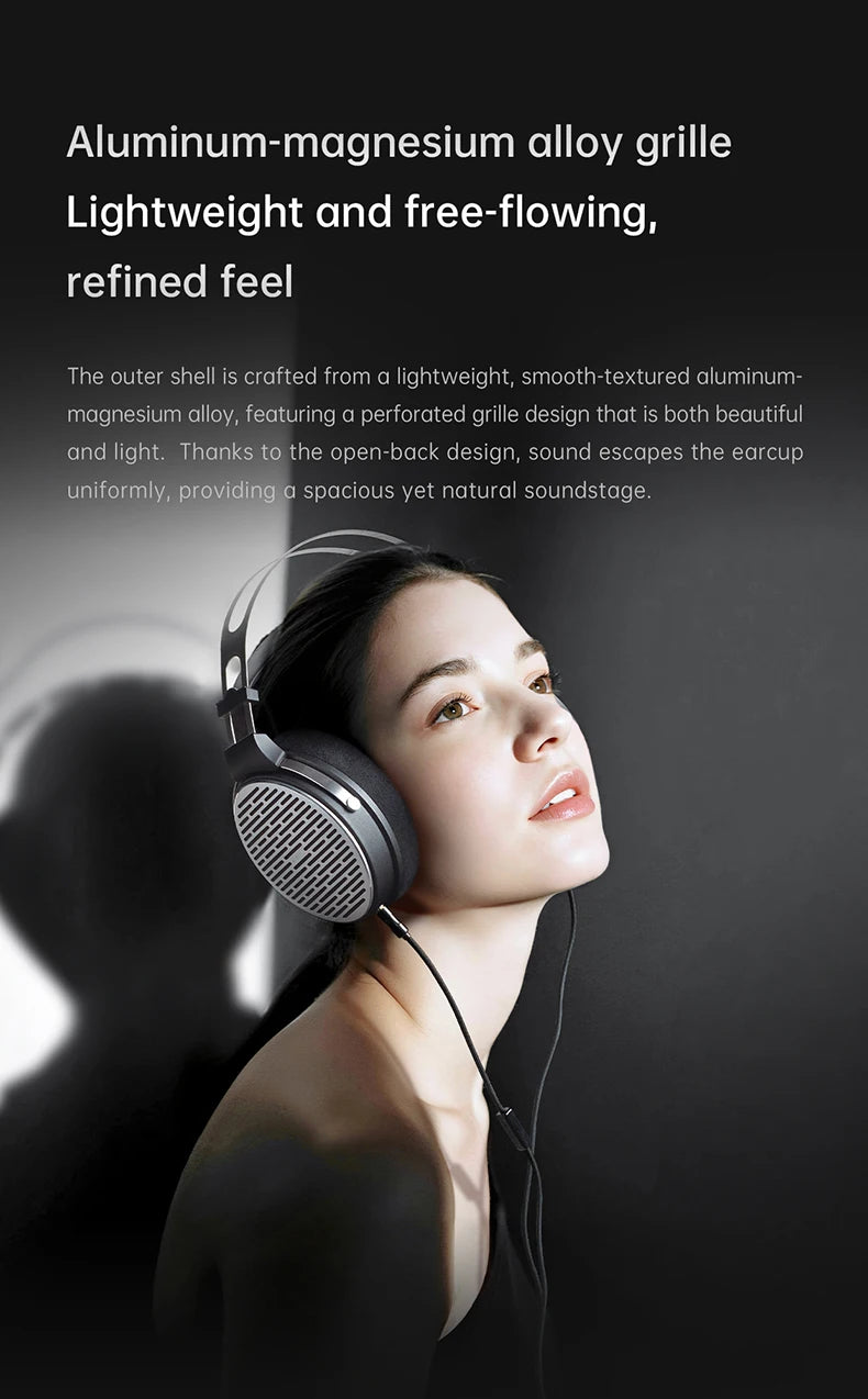FiiO JT3 Over-Ear Open-Back Headphones, 50mm Dynamic Driver, PEK+PU Composite Diaphragm, Detachable 3.5mm Cable with Mic