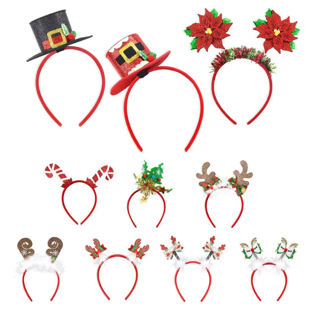 Christmas Headbands Snowman Reindeer Antler Headband Santa Hat Antlers Hair Hoop Plastic Festive Holiday Headbands