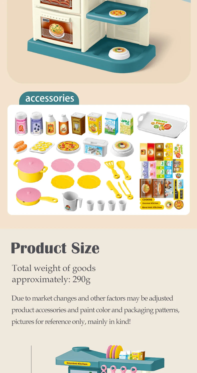 Play Kitchen Accessories, Kitchen Playset Toys for Kids Foods Pots Pans Milk Bread Fork for 3+ Boys and Girls