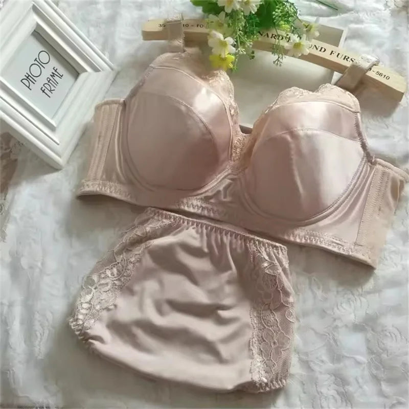 Bra Set Plus Size Female Lingerie B C D E F G H Cup Women Underwear Panties Briefs 34 36 38 40 42 44