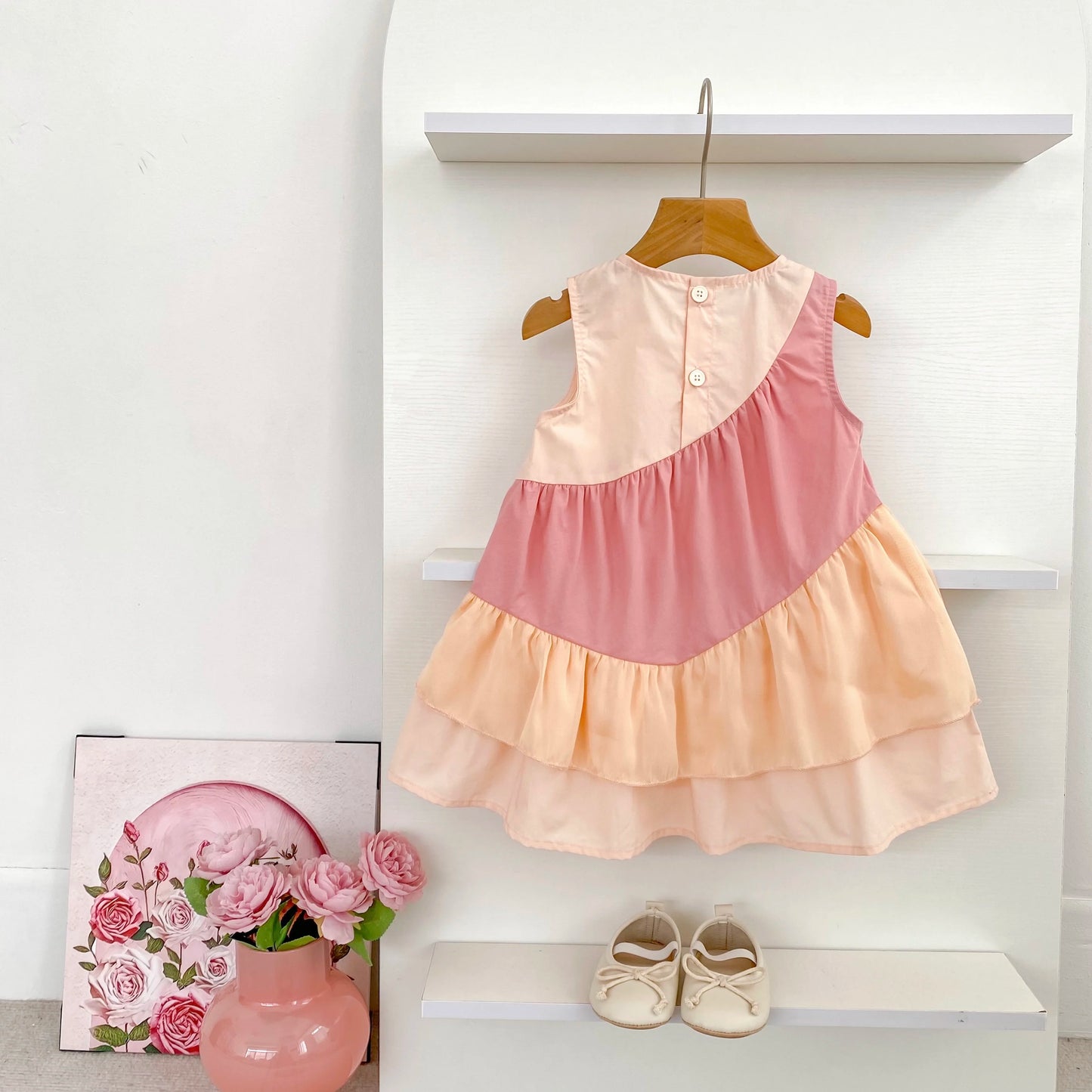 2025 Kids Clothes Summer Cotton Dress Baby Girls Clothes Cartoon Splicing Colors Dresses Children's Clothing Vestidos Cotton