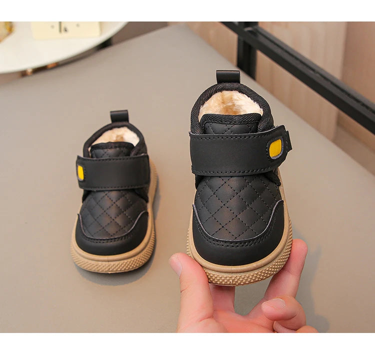 Kids'Casual Shoes Ankle Boots PU Leather Water-Resistant Winter Shoes For Children Anti-slip Warm Pink Black Shoes Size 21-31