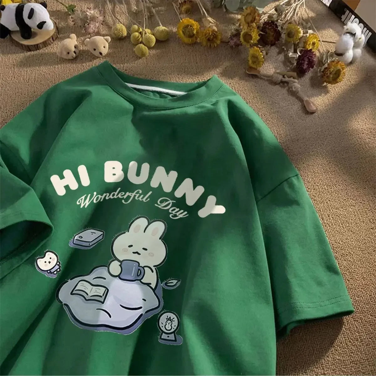 Short Sleeved T-shirt for Women Cartoon New 2024 Men and Women Pure Cotton Half Sleeved Shirt Loose High Appearance Fashion