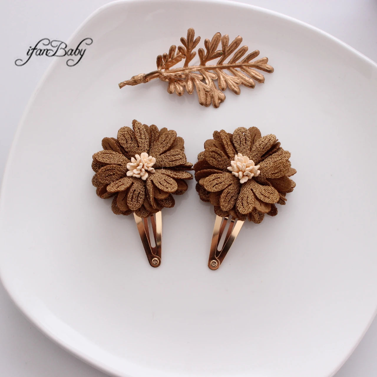 Fashion Flower BB Hair Clips Pin Headwear For Baby Kids Girl Hair Accessories 2 PCS/SET