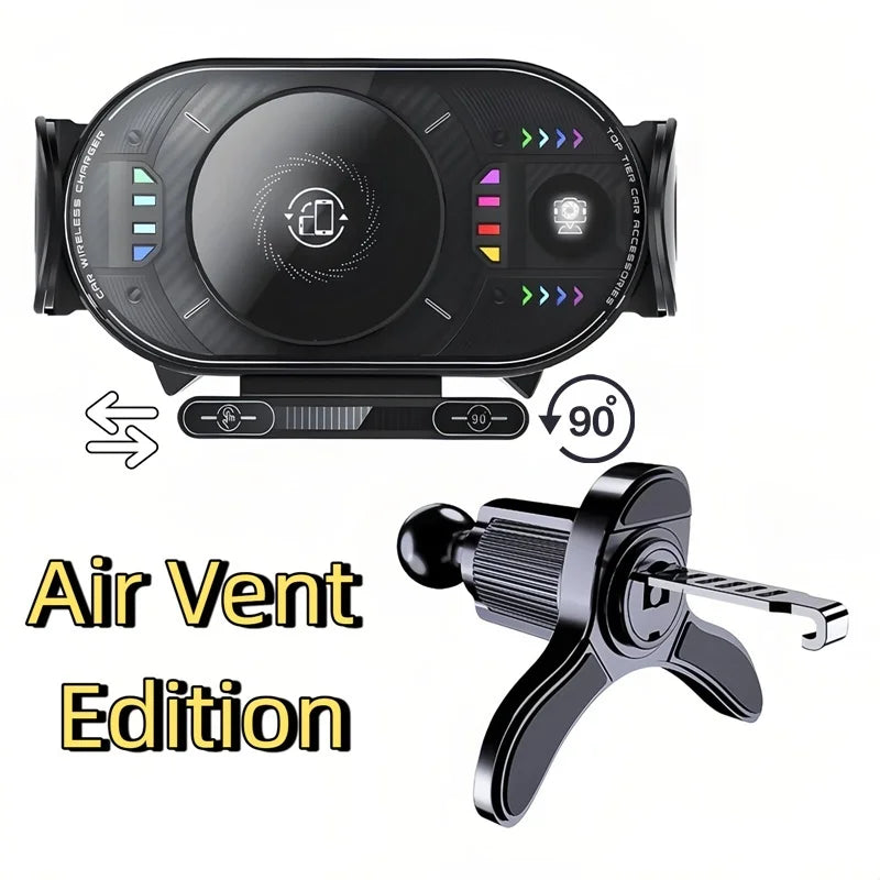 15W Universal Car Phone Wireless Charger Holder 360° Rotation Mount for Samsung Galaxy Fold 6 5 4 3 Z Flip S25 S24 Iphone 16 15