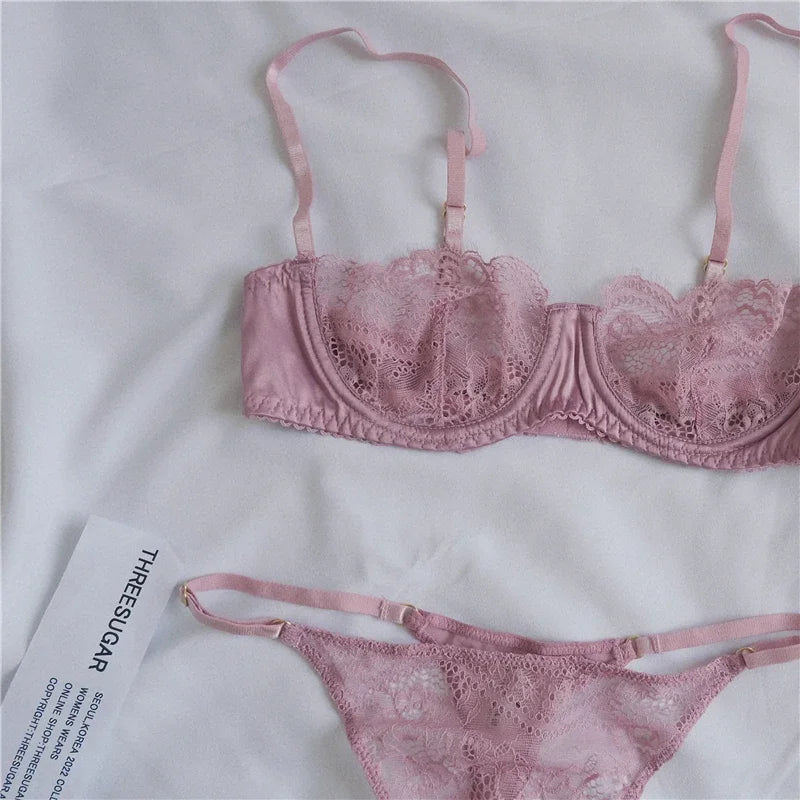 Women's Underwear Bralette Set Sexy Lingerie Lace Erotic Brassiere Female Underwear Lace Bra Panties G-String Bra and Brief Sets
