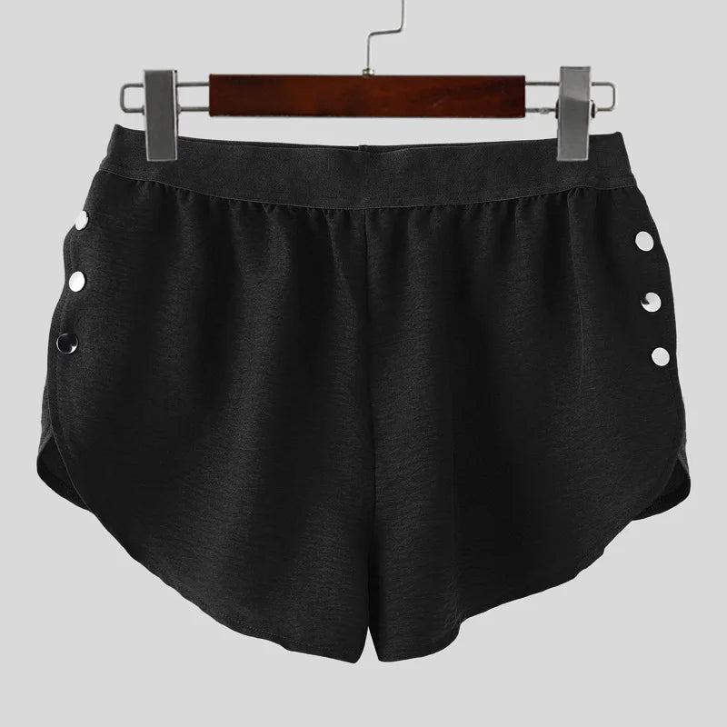 INCERUN Men Shorts Solid Color Elastic Waist Split Side Button Men Bottoms Streetwear 2025 Fashion Sexy Casual Male Shorts S-5XL