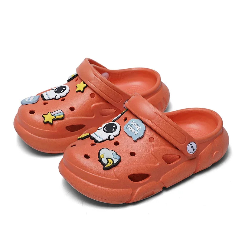 2024 New Girls Clogs Children Sandals 6-12 Years Kids Casual Summer Shoes Sports Soft Thick Sole Slippers for Girl Toddler Shoes