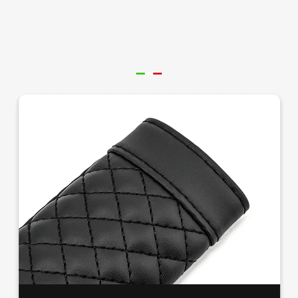 Leather Car Seat Belt Shoulder Cover Embroidery Wear-resistant Non-slip Leather Safety Cover Car Interior Decoration Products
